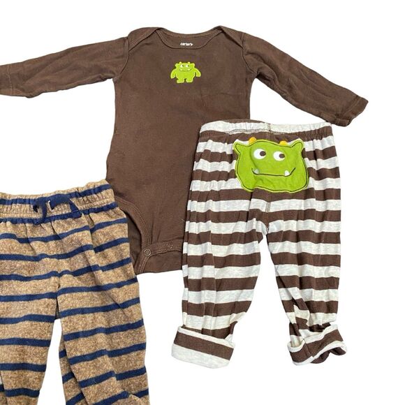 Baby Clothing Carter’s 2 Outfits 4 Pc 3-6 Months Monster Bear Cotton Fleece - Picture 2 of 11